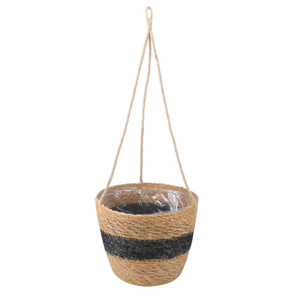 Hanging Plant Pot 3 Uds. Natural Y Negro Ø26 X 19 Cm_3