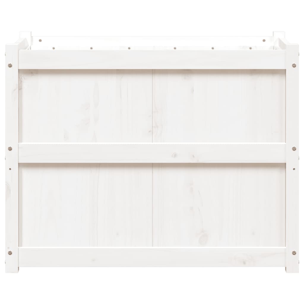 Jardinera De Madera Maciza De Pino Blanca 90x50x70 Cm_4