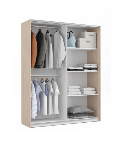 Armario Ropero 2 Puertas Correderas Onix Acabado Roble Aurora/blanco, 200 Cm(alto)150 Cm(a_5