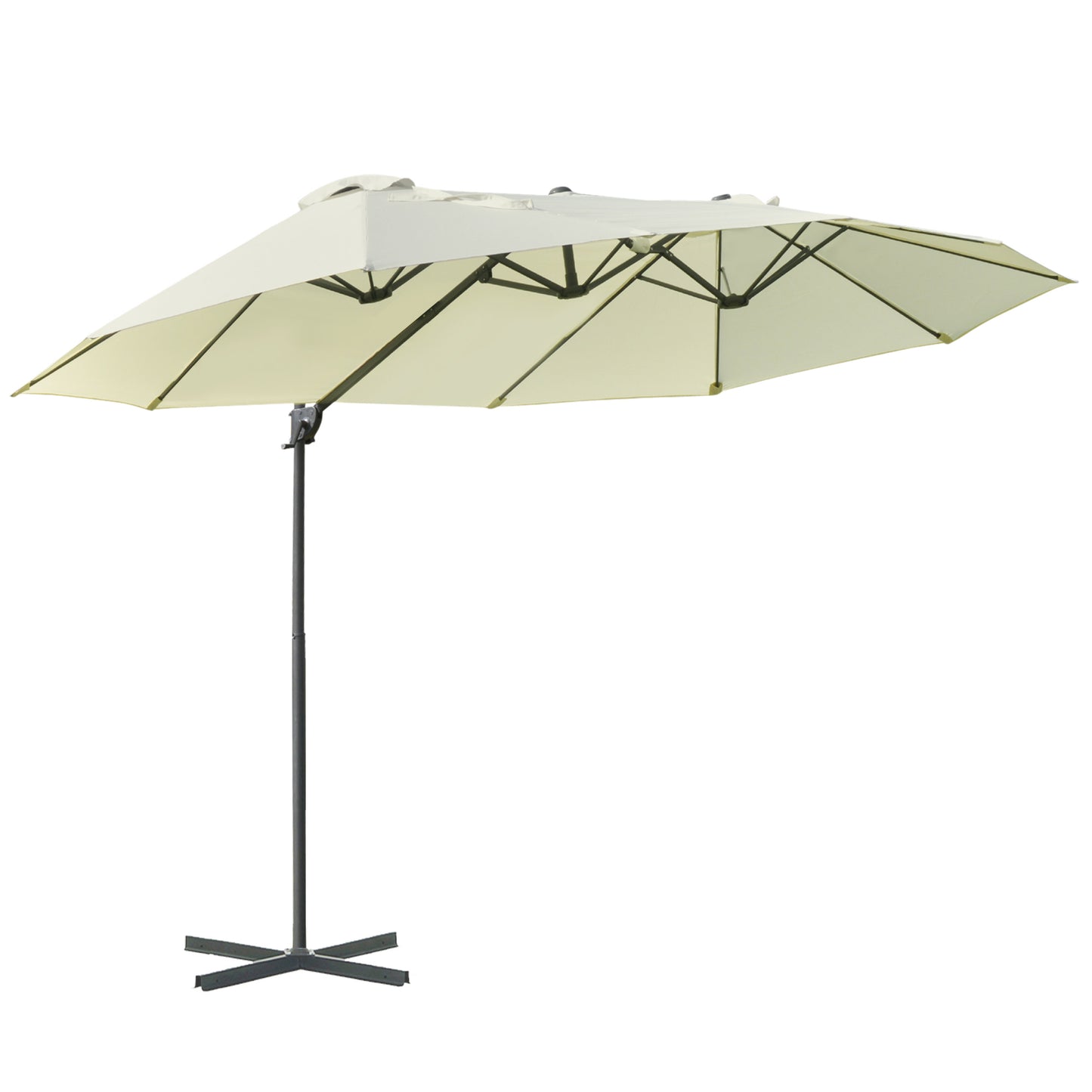 Outsunny Parasol De Jardín Doble Con Manivela 270x445x260 Cm Beige Y Negro_0