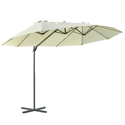 Outsunny Parasol De Jardín Doble Con Manivela 270x445x260 Cm Beige Y Negro_0