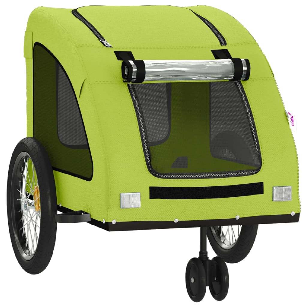 Remolque De Bicicleta Mascotas Hierro Tela Oxford Verde_4