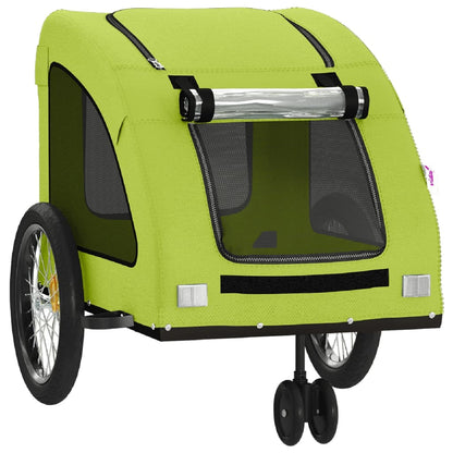 Remolque De Bicicleta Mascotas Hierro Tela Oxford Verde_4
