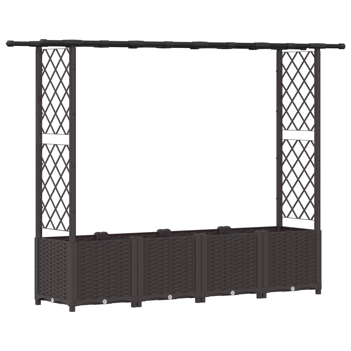 Cama Elevada Con Trellis Y Techo Marrón 203 X 40 X 136 Cm Pp_0