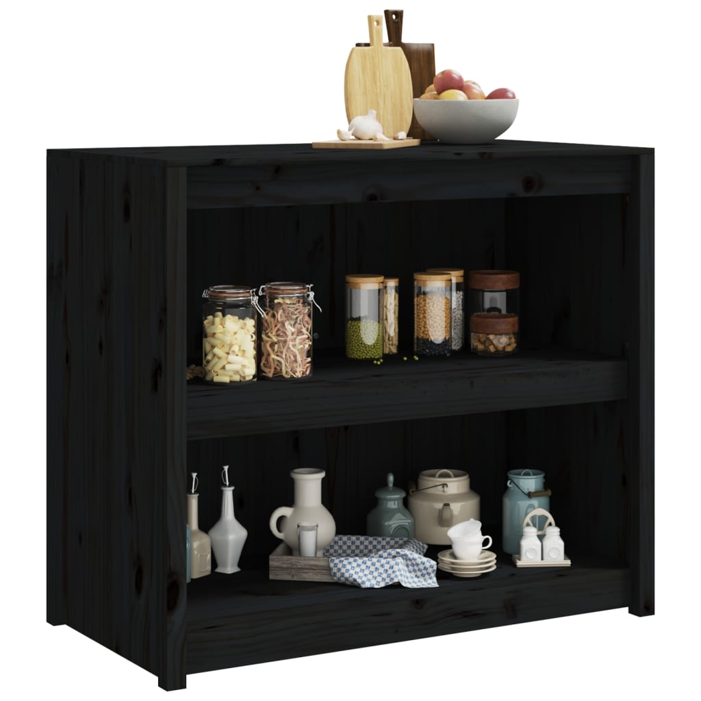 Mueble De Cocina Exterior Madera Maciza Pino Negro 106x55x92 Cm_2