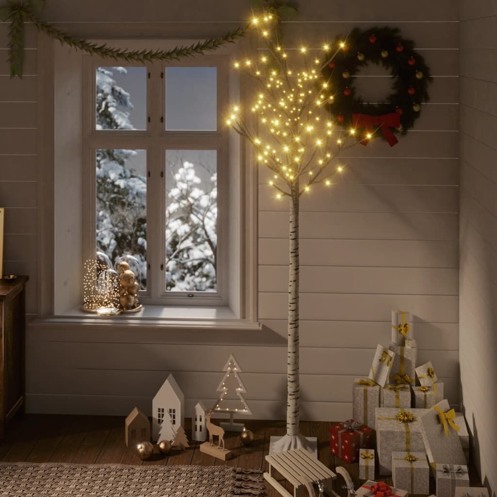 Vidaxl Árbol De Navidad Led Blanco Cálido Sauce Interior Exterior 1,8m_1