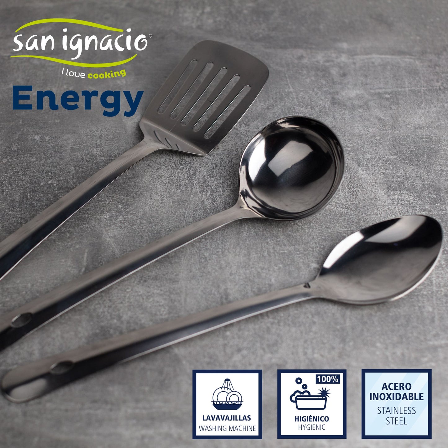 Batería De Cocina 7 Piezas San Ignacio En Acero Inoxidable + Set 3pcs Utensilios De Cocina En Acero Inoxidable_2