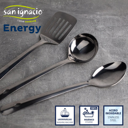 Set 3pc Sarten (16+20+24cm) Aluminio Prensado, Inducción, Azul Navy Paradise Con Set 3 Pc Utensilios Cocina Acero Inoxidable