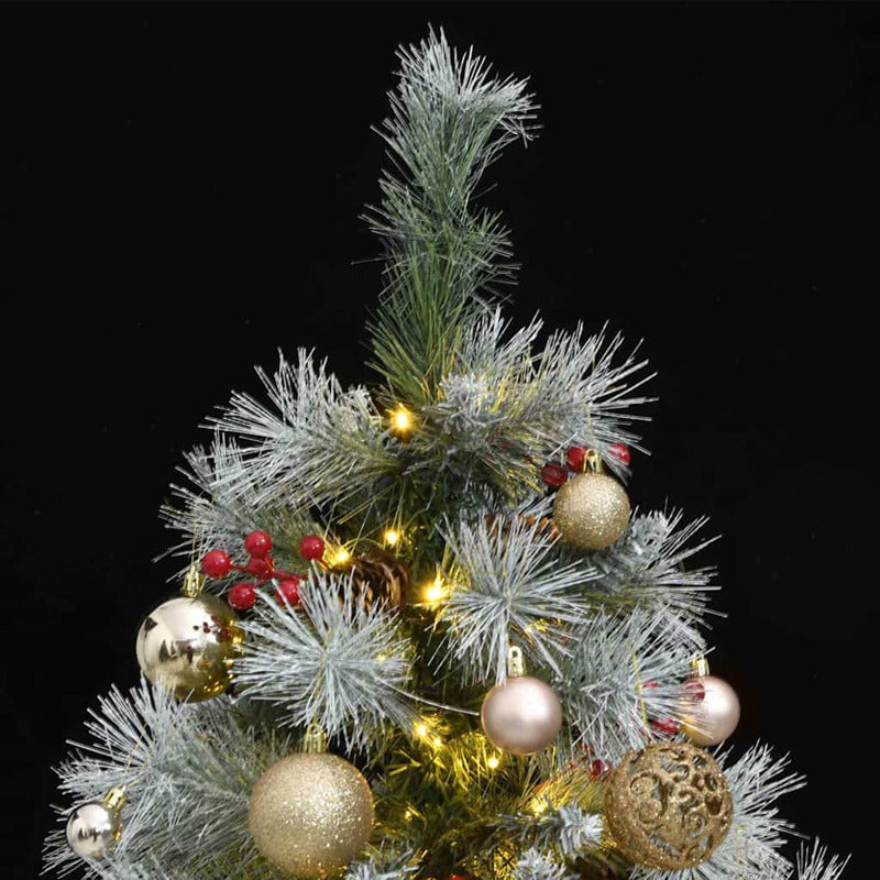 Vidaxl Árbol Navidad Artificial Con Bisagras 150 Led Y Bolas 120 Cm_1