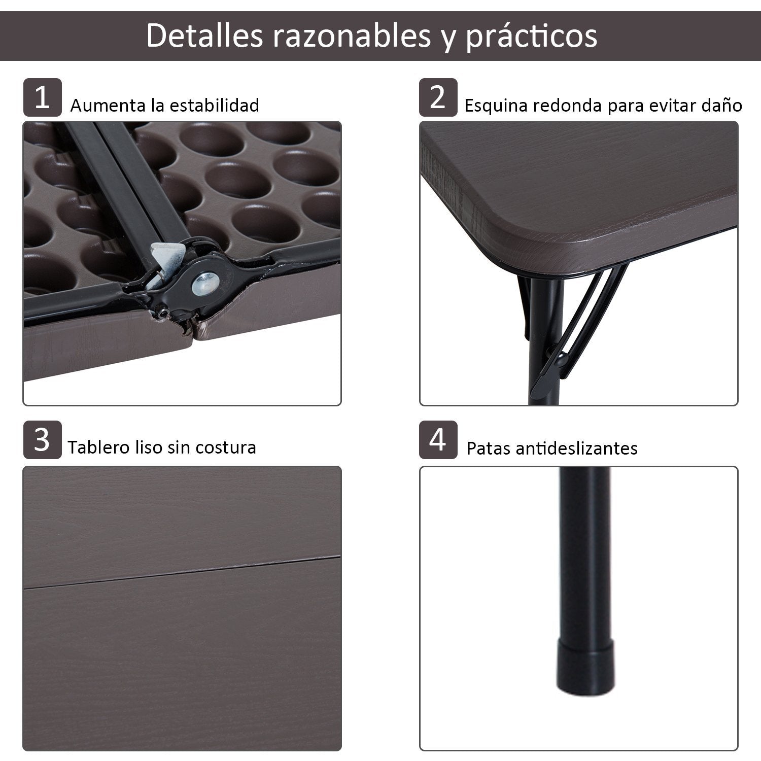 Outsunny Mesa Plegable Portátil Para Camping Mesa Auxiliar Multiusos Marrón_5