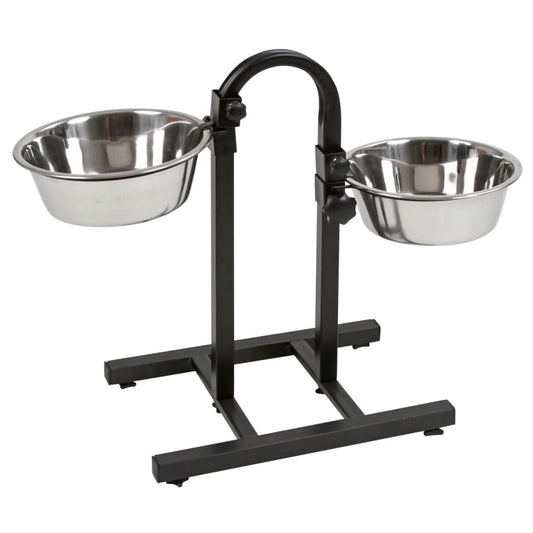 Kerbl Comederos Con Soporte Regulable Deluxe Negro 2x2,8 L 52 Cm_0