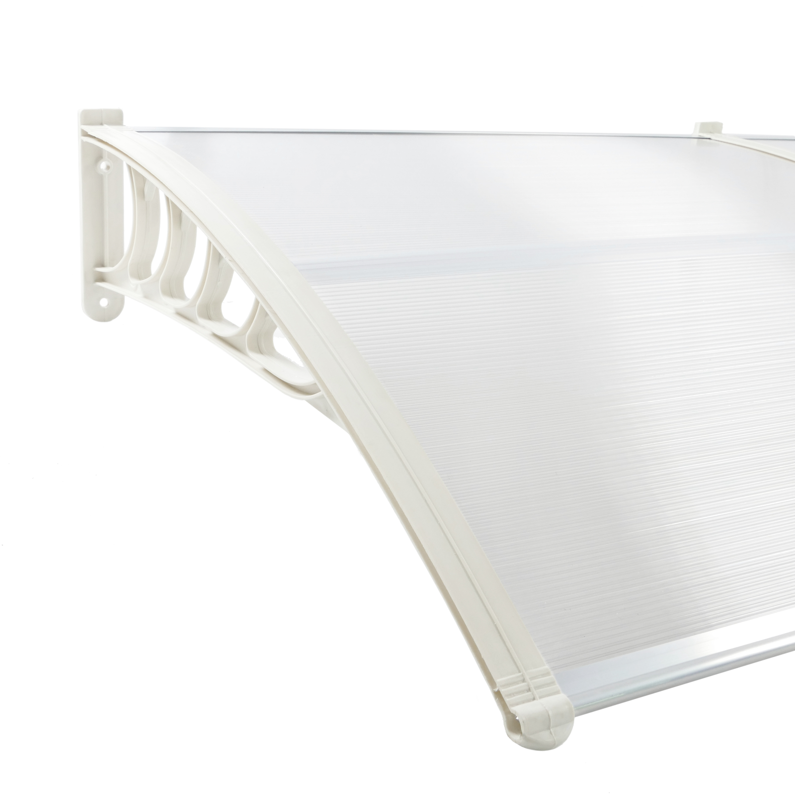 Tejadillo De Protección 150x90 Cm Transparente. Marquesina Para Puertas Y Ventanas Con Soporte Blanco_2