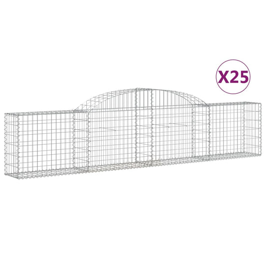 Cestas De Gaviones 25 Uds Forma De Arco Hierro 300x30x60/80 Cm_0