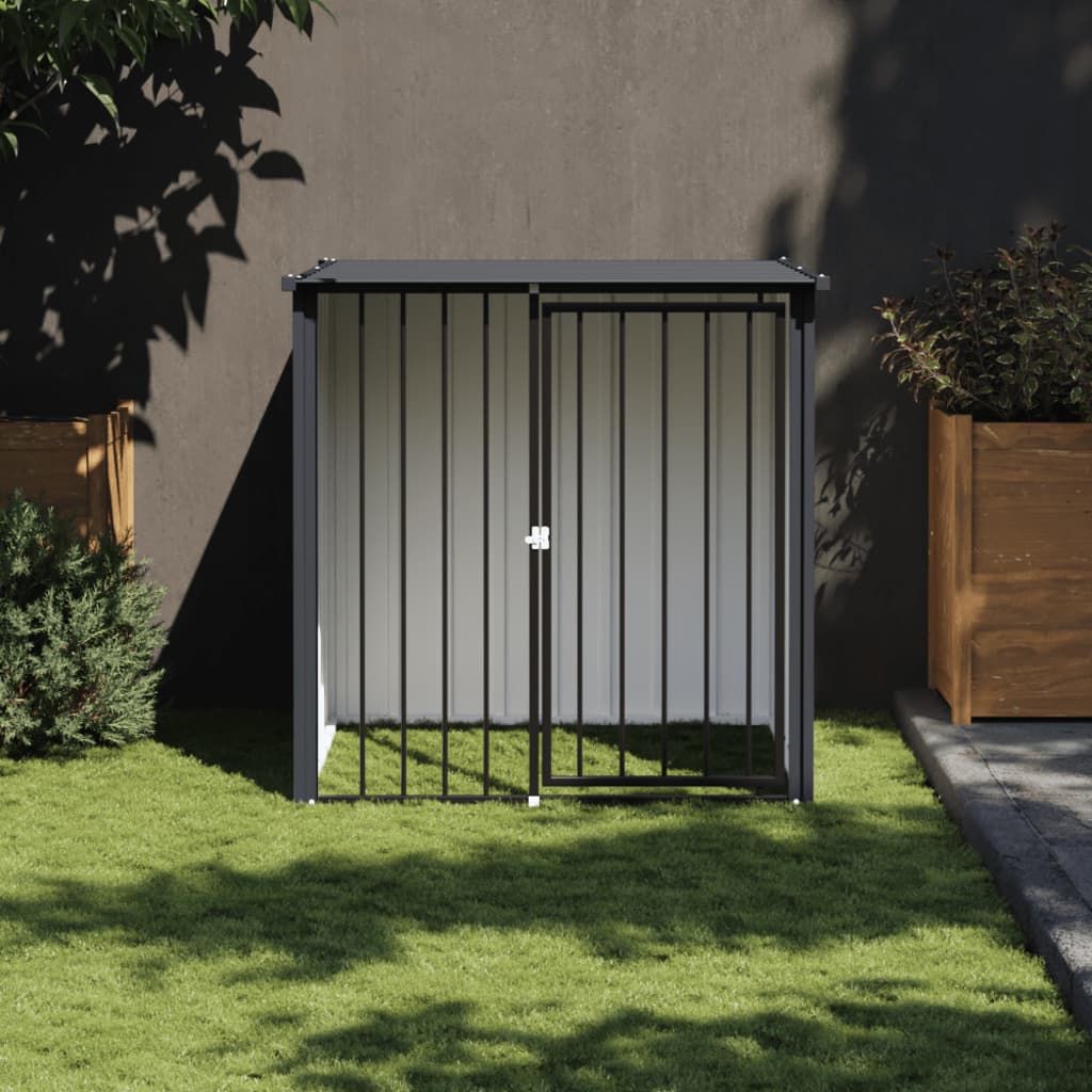 Caseta Perros Con Tejado Acero Galvanizado Negro 110x103x109 Cm_1