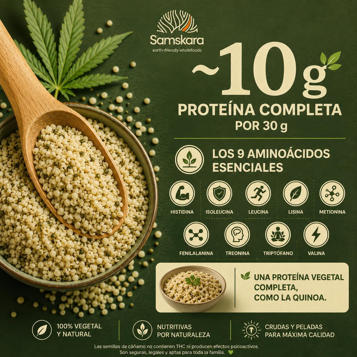 Semillas De Cáñamo Peladas Bio - 5kg | Superalimento Ecológico Vegano Para Batidos, Smoothies Y Zumos_4