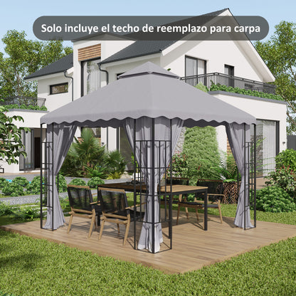 Outsunny Techo De Repuesto Para Cenador 3x3 M Con Techo Doble Gris Claro_1