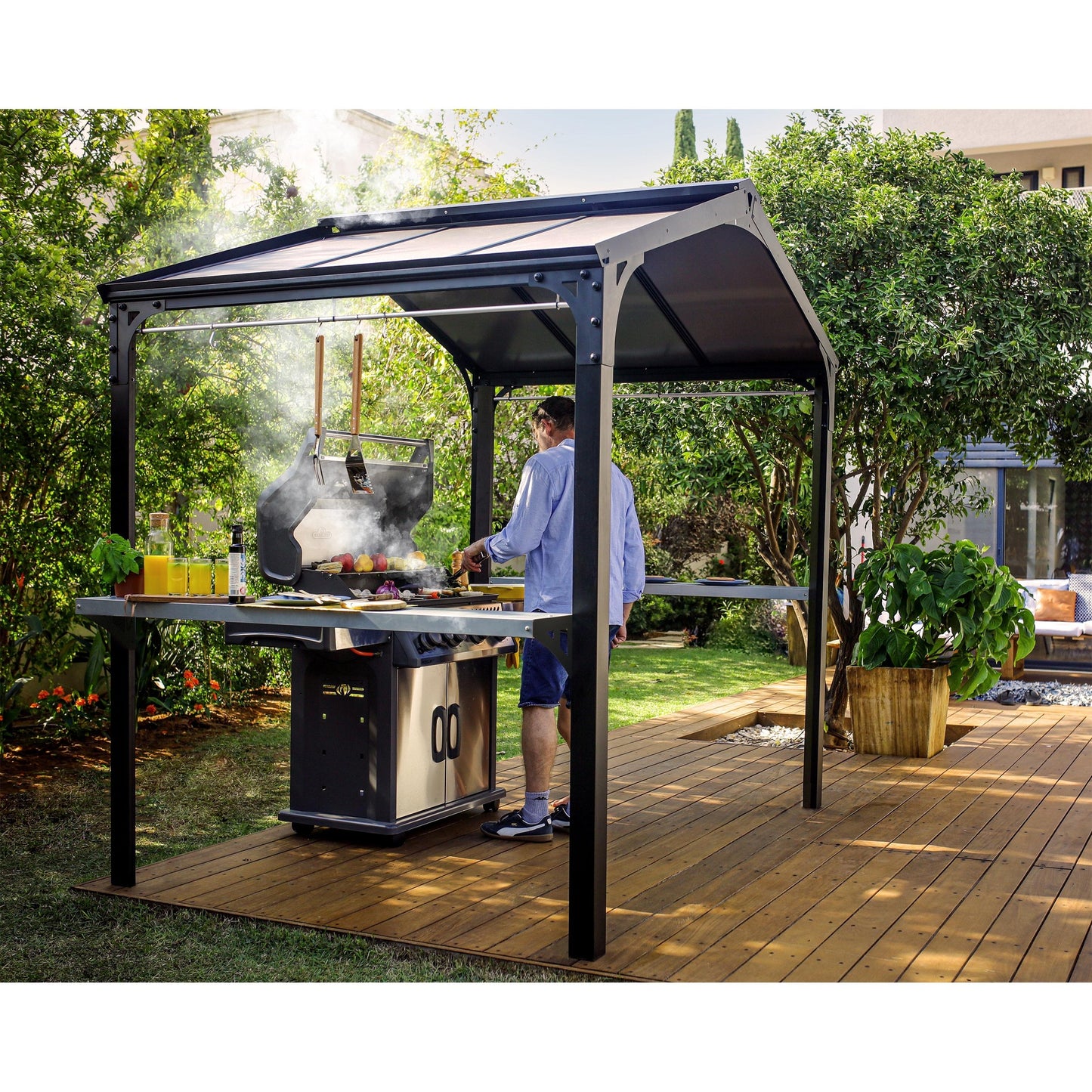 Cobertura de sombra para gazebo em alumínio Austin para churrasqueiras 180x224 cm 