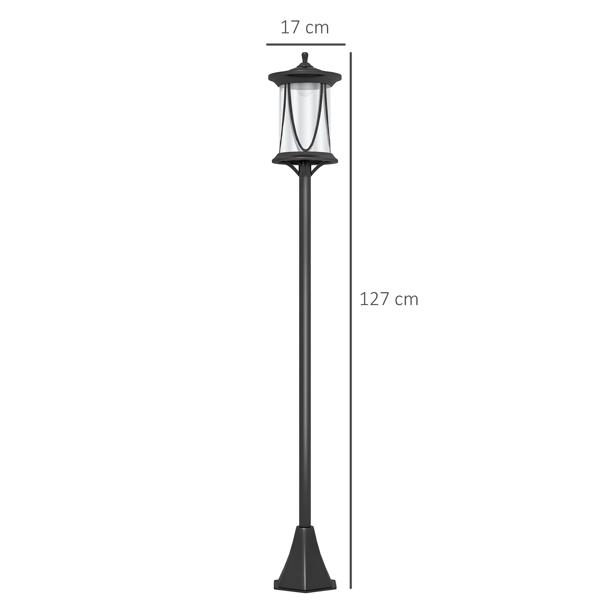 Outsunny Farola Solar Con Panel Solar Encendido Automático 17x17x127 Cm Negro_2