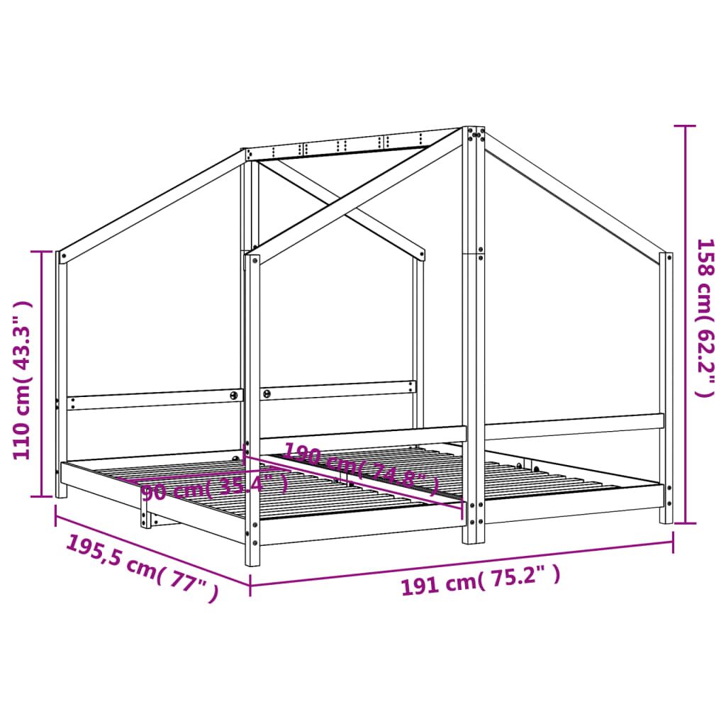 Vidaxl Estructura De Cama De Niños Madera Maciza De Pino 2x(90x160) Cm_2