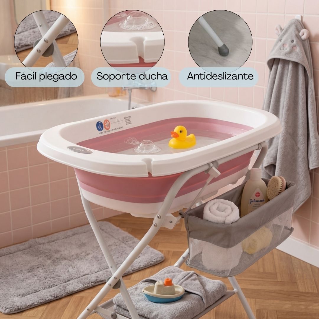 Bathby Bañera Plegable Para Bebé Con Soporte De Patas Antideslizantes (rosa)_1