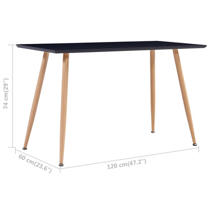 Mesa De Comedor Mdf Negro Y Color Roble 120x60x74 Cm_3
