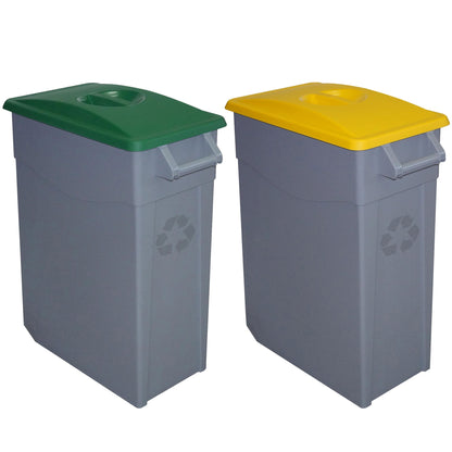 Pack Reciclaje Contenedor Zeus: 2 Contenedores Cerrado De 65 Litros, Colores. Capacidad Total: 130 Litros_0