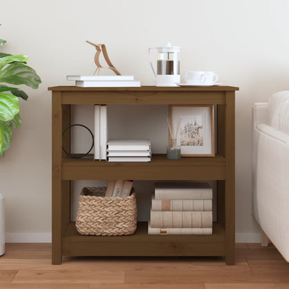 Mesa Consola De Madera Maciza De Pino Marrón Miel 80x40x74 Cm_1