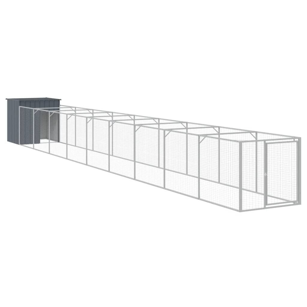 Vidaxl Caseta Perros Con Corral Acero Galvanizado Gris 110x1017x110 Cm_0