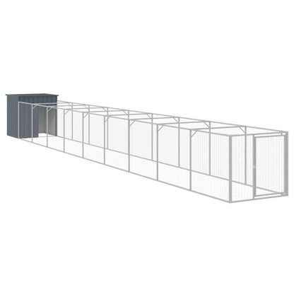 Vidaxl Caseta Perros Con Corral Acero Galvanizado Gris 110x1017x110 Cm_0
