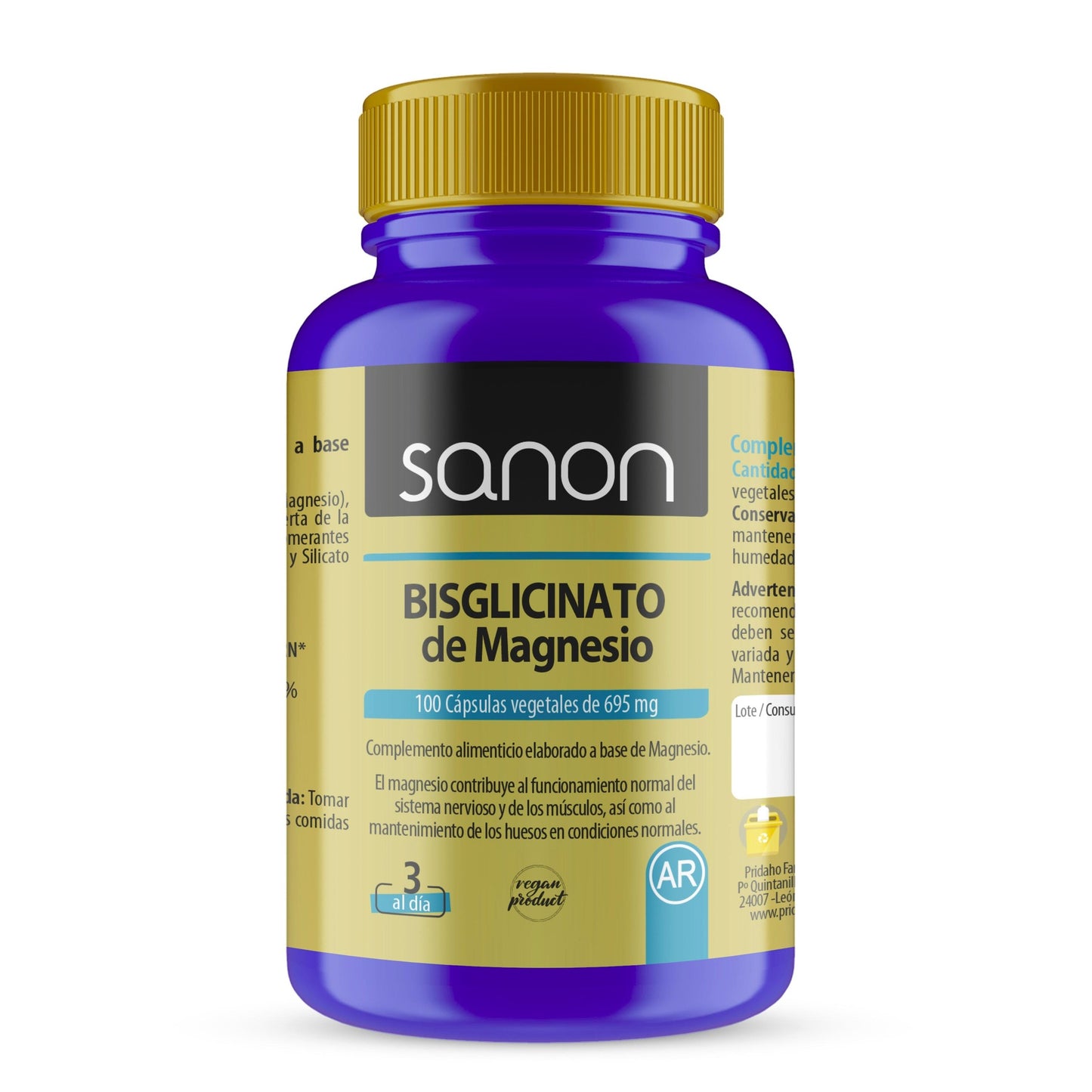 Bisglicinato de Magnésio SANON 100 cápsulas vegetais 550 mg