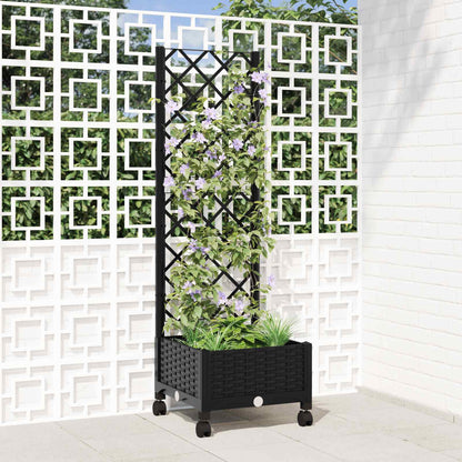 Jardinera Con Enrejado Y Ruedas Negro 40 X 40 X 131,5 Cm Pp_1