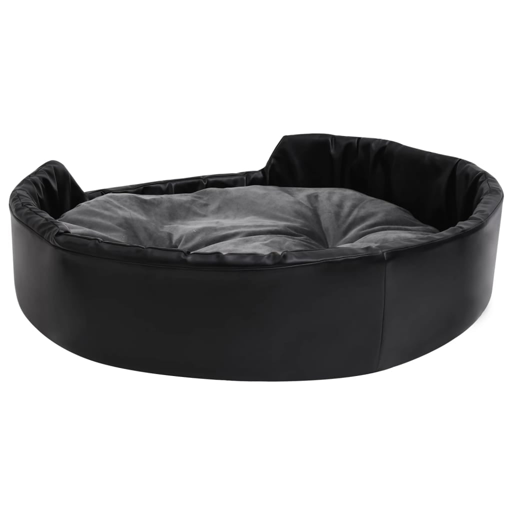 Vidaxl Cama De Perros Felpa Y Cuero Sintético Gris Oscuro 90x79x20 Cm_4