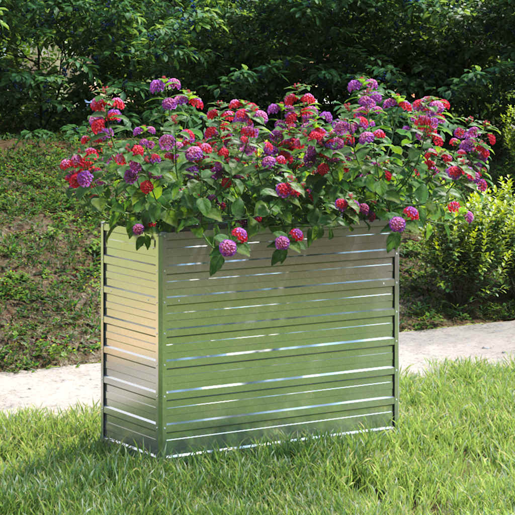 Arriate De Acero Galvanizado Plateado 100x40x77 Cm_1