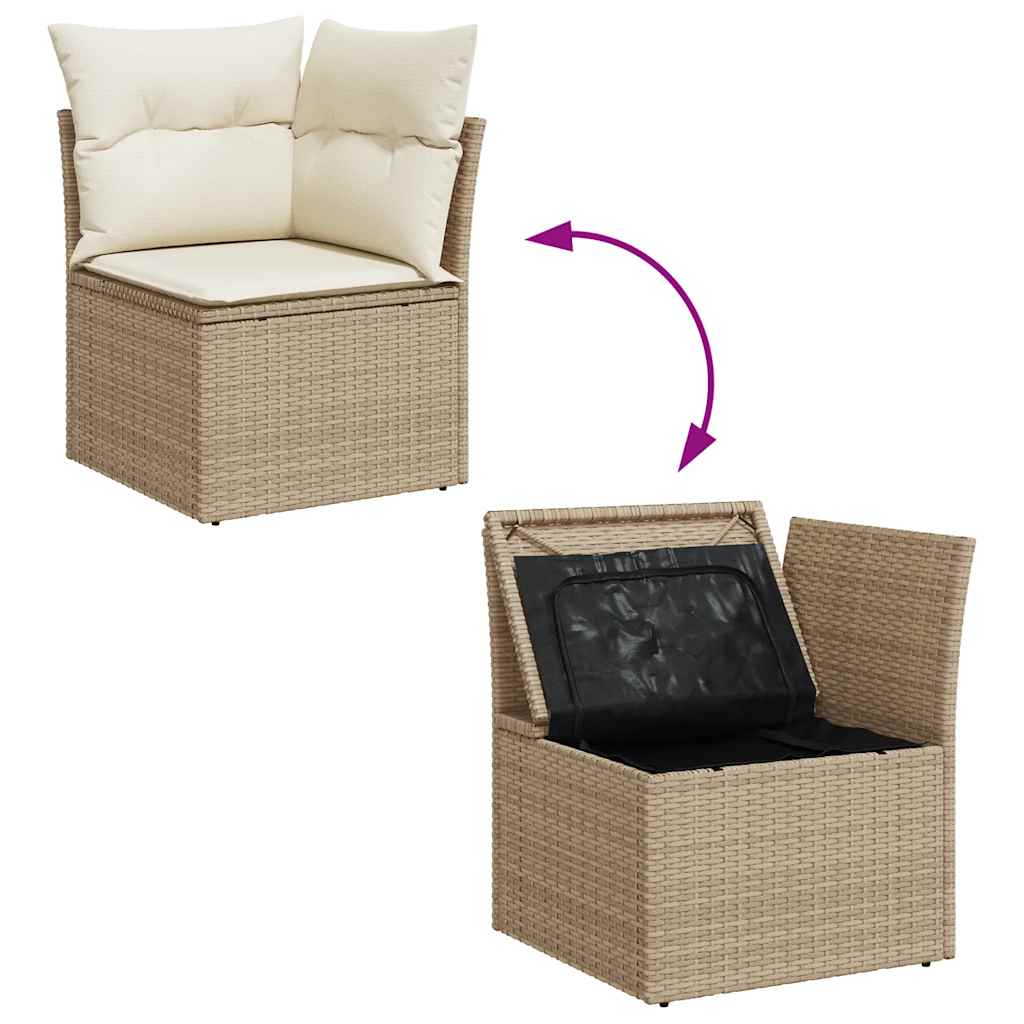 Set Sofás De Jardín 7 Piezas Y Cojines Ratán Sintético Beige / Vetonek_2