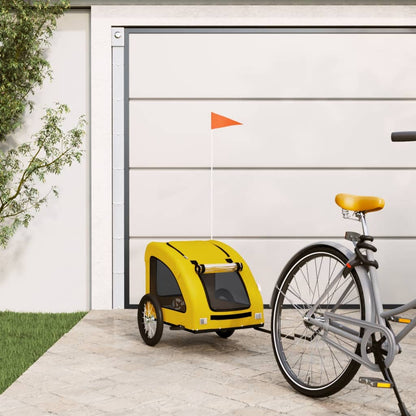 Remolque De Bicicleta Mascotas Hierro Tela Oxford Amarillo_1