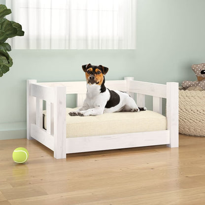 Vidaxl Cama Para Perros Madera Maciza De Pino Blanca 55,5x45,5x28 Cm_1
