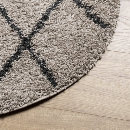 Vidaxl Alfombra De Pelo Largo Moderna Pamplona Beige Antracita Ø 80 Cm_3