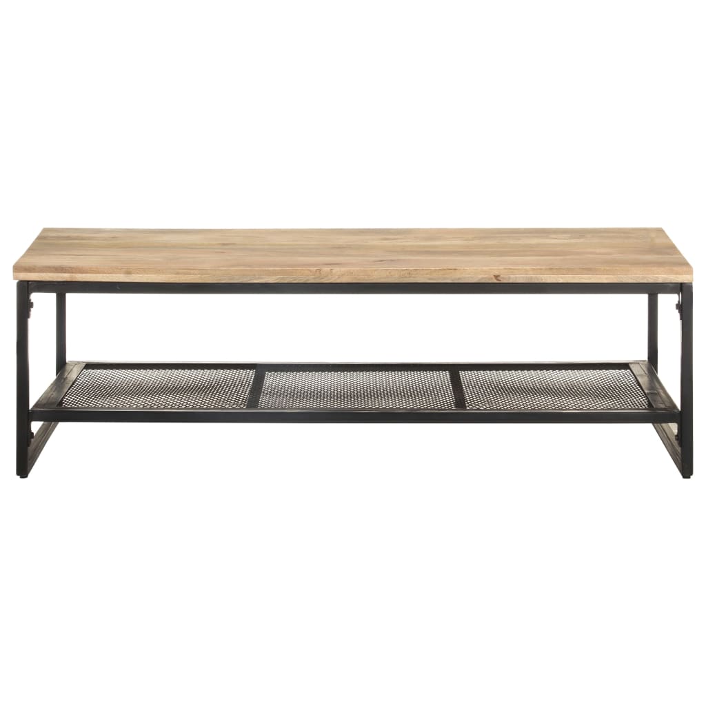 Mesa De Centro De Madera Maciza De Mango 110x60x35 Cm_0