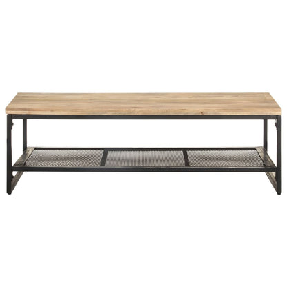 Mesa De Centro De Madera Maciza De Mango 110x60x35 Cm_0
