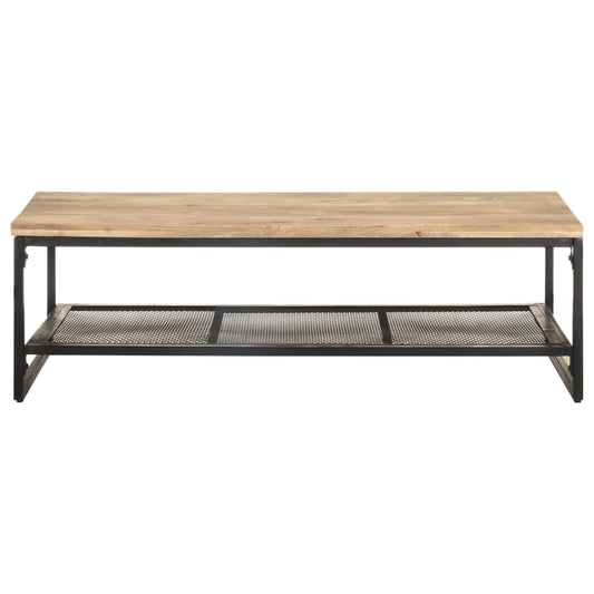 Mesa De Centro De Madera Maciza De Mango 110x60x35 Cm_0