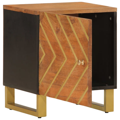 Mesitas De Noche 2 Uds Madera Maciza De Mango Marrón Y Negro_2