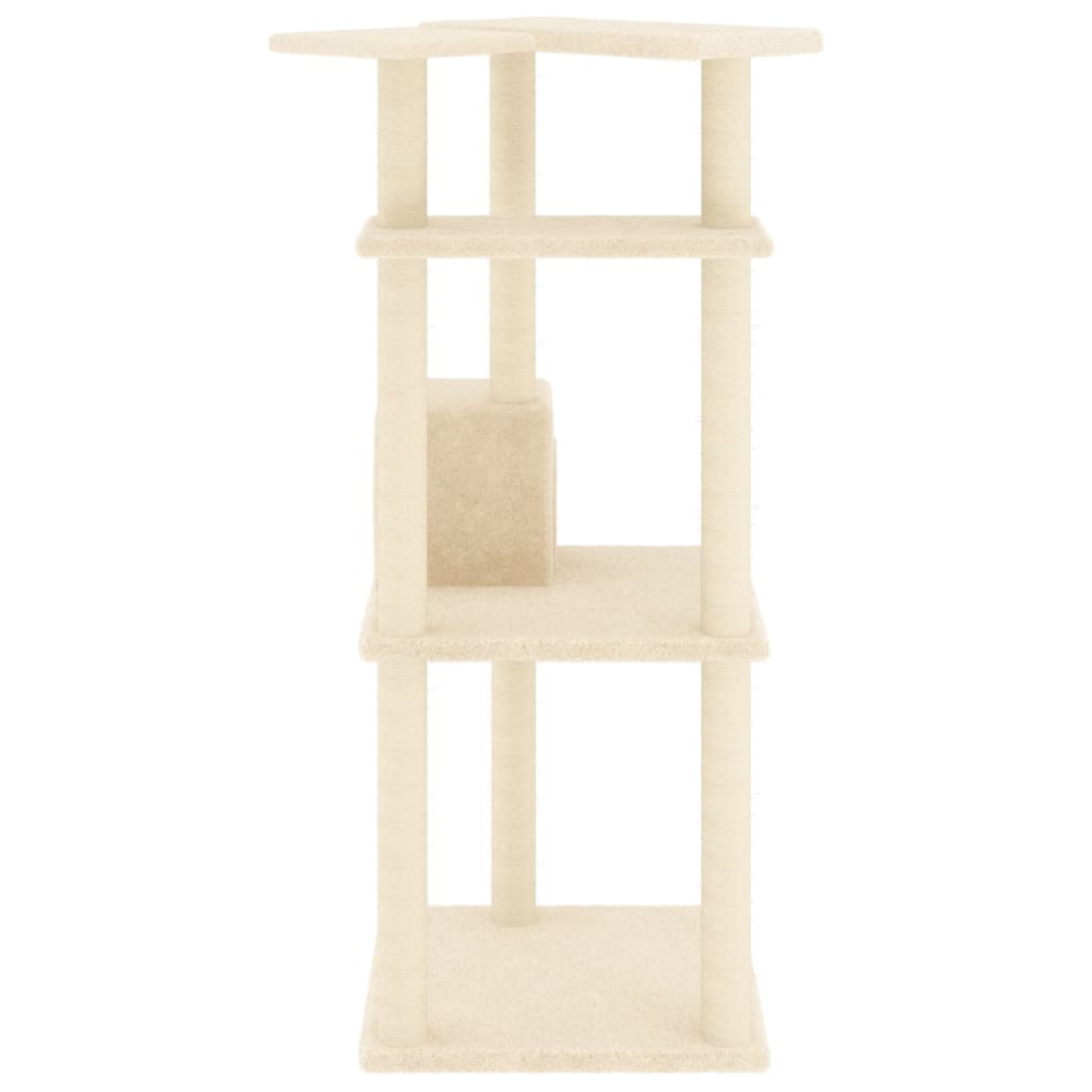 Rascador Para Gatos Con Postes De Sisal Color Crema 123 Cm_3