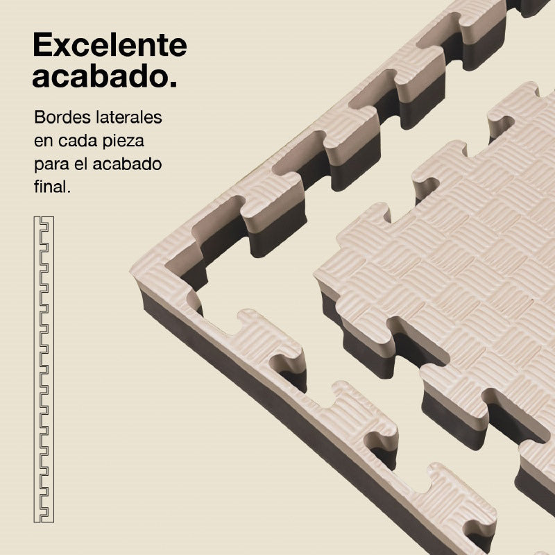 Jowy Tatami Puzzle 4cm 100x100cm, Pack 4 Unidades – Superficie 5 Líneas Marrón/beige_2