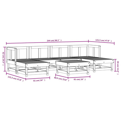 Vidaxl Juego De Muebles De Jardín 7 Piezas Madera Maciza De Pino Negro_2