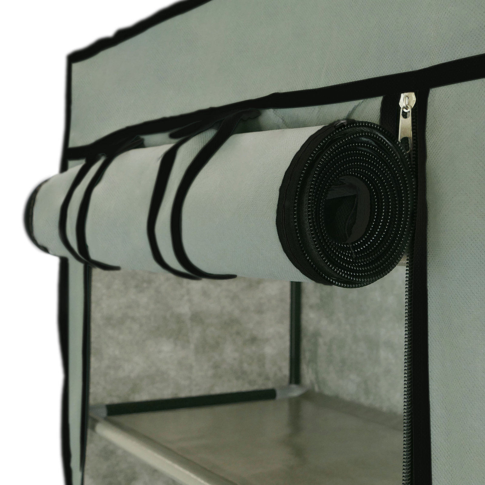 Armario Ropero Y Zapatero De Tela Desmontable 60 X 30 X 128 Cm Gris Con Puerta Enrollable_2