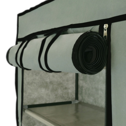 Armario Ropero Y Zapatero De Tela Desmontable 60 X 30 X 128 Cm Gris Con Puerta Enrollable_2