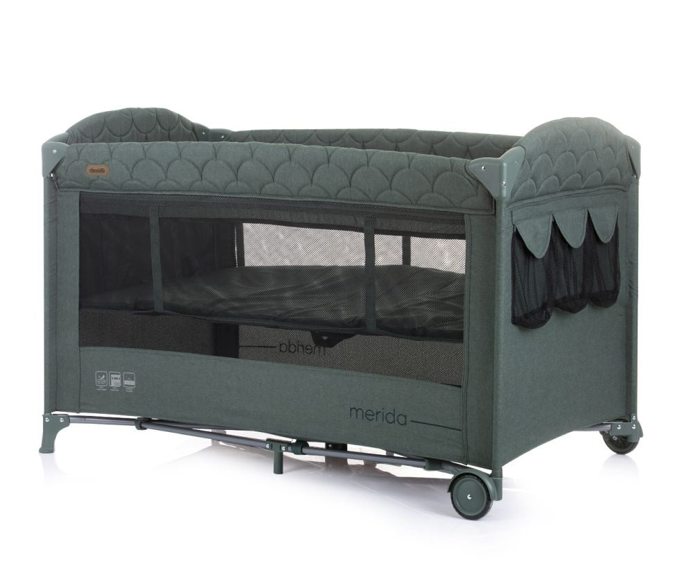 Cuna De Viaje Con Apertura Lateral Merida Linen Aloe_2