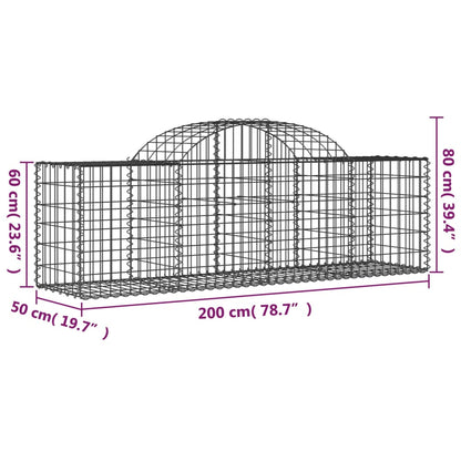 Cestas De Gaviones 6 Uds Forma De Arco Hierro 200x50x60/80 Cm_5