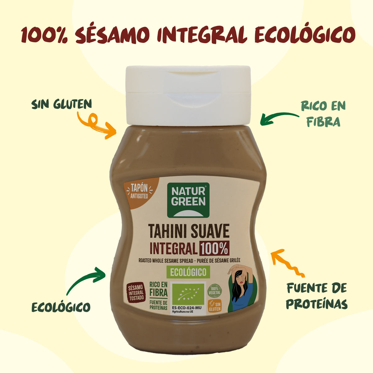 Tahíni Suave Integral Antigoteo Bio NaturGreen 270 g