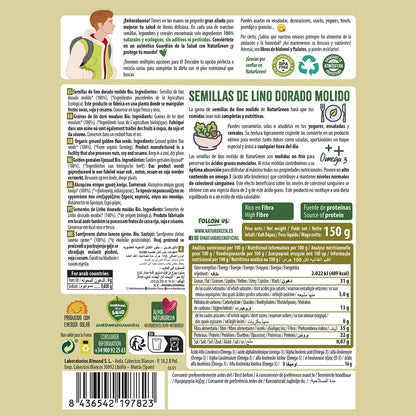 Sementes de Linhaça Dourada Moídas Biológicas NaturGreen 150 g